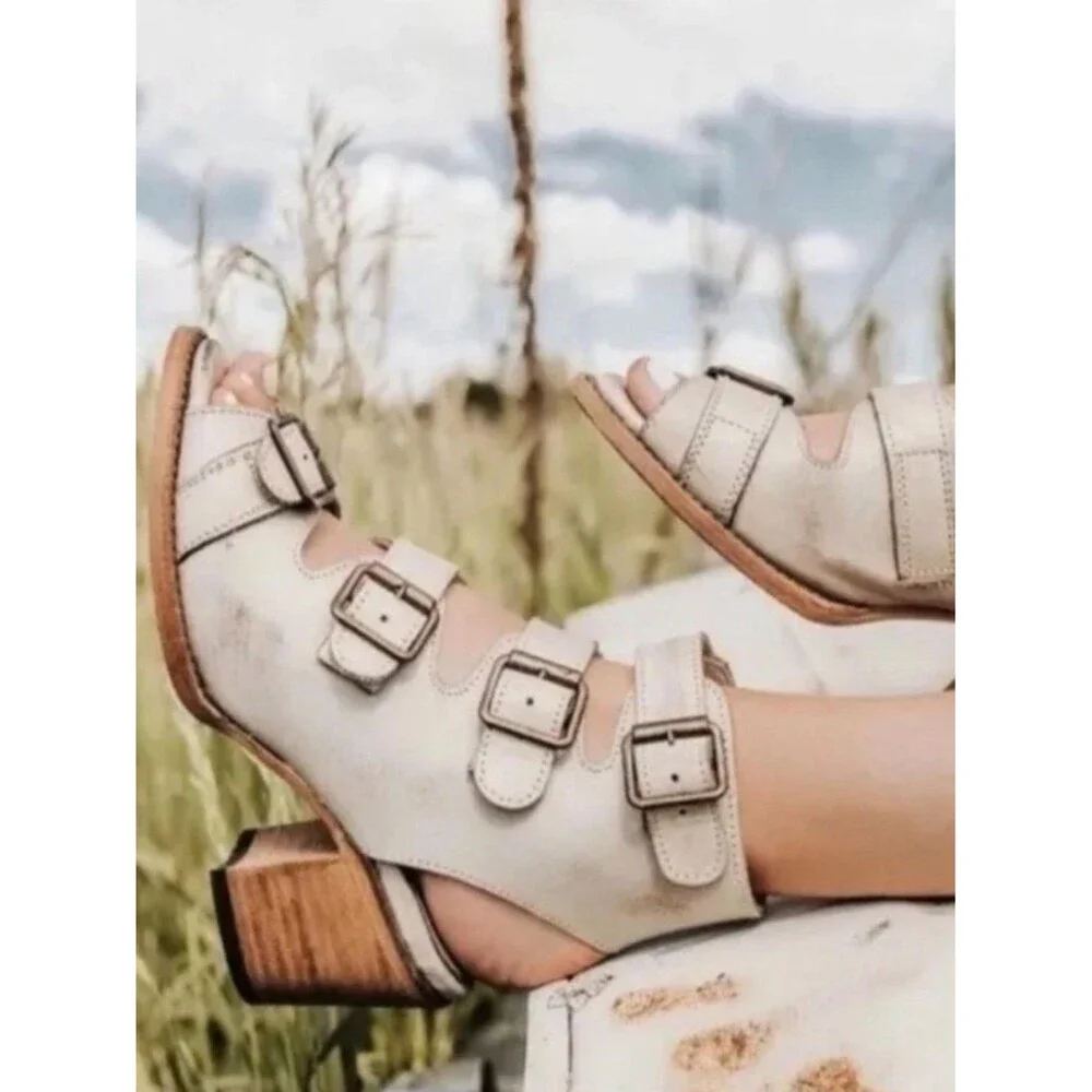 FreeBird by Steven Qual Multi-Buckle Mid Heel Boots US 8 Boho Western Grunge